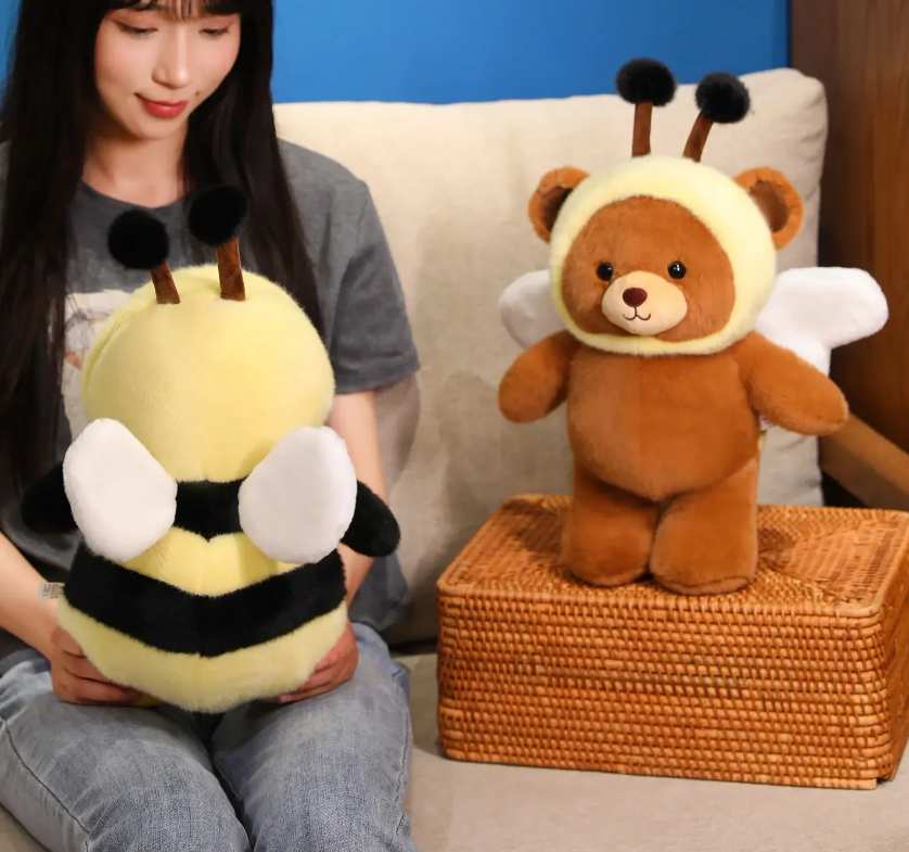 Cute Animal(Bear/Pig/Penguin) With Bee Dress Up Plush Toys 33/43cm