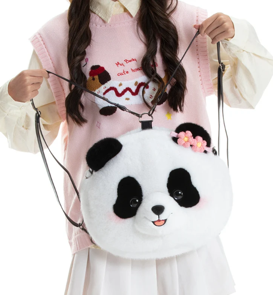 Cute Animal(Cat/Panda/Teddy Bear) Plush Backpacks/Shoulder Bags