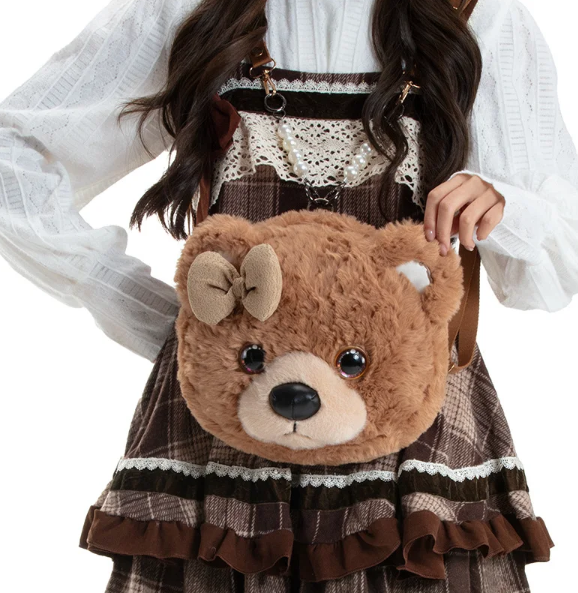 Cute Animal(Cat/Panda/Teddy Bear) Plush Backpacks/Shoulder Bags