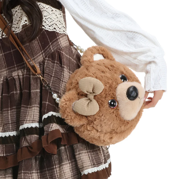 Cute Animal(Cat/Panda/Teddy Bear) Plush Backpacks/Shoulder Bags