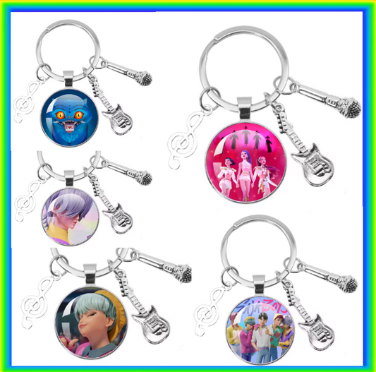 Cute K-Pop Demon Hunters/Saja Boys/Derpy Keychain with Music Themed Pendant