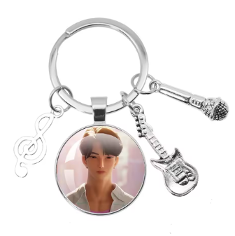 Cute K-Pop Demon Hunters/Saja Boys/Derpy Keychain with Music Themed Pendant