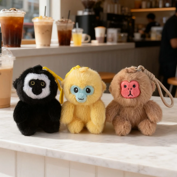 Cute Animal (Golden Monkey/Macaque/White faced saki) Plush Keychain 12cm