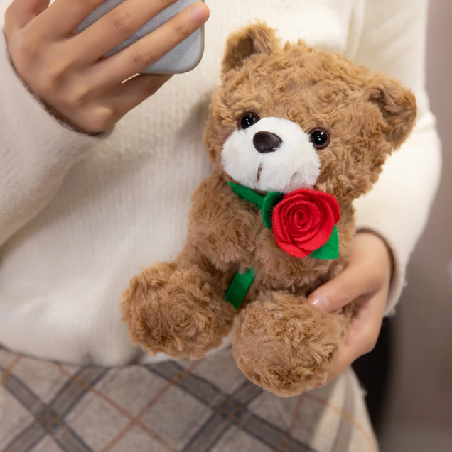 Teddy Bear With Rose/Christmas Hat/Bouquet/Graduation Plush Toys 17cm