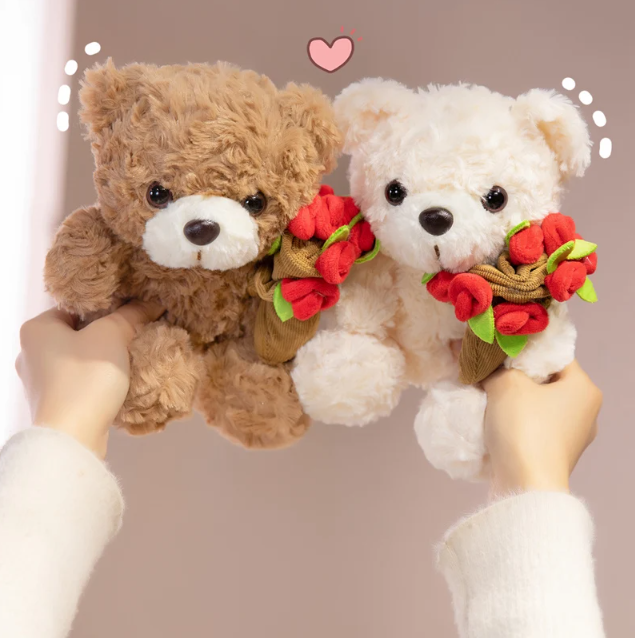 Teddy Bear With Rose/Christmas Hat/Bouquet/Graduation Plush Toys 17cm