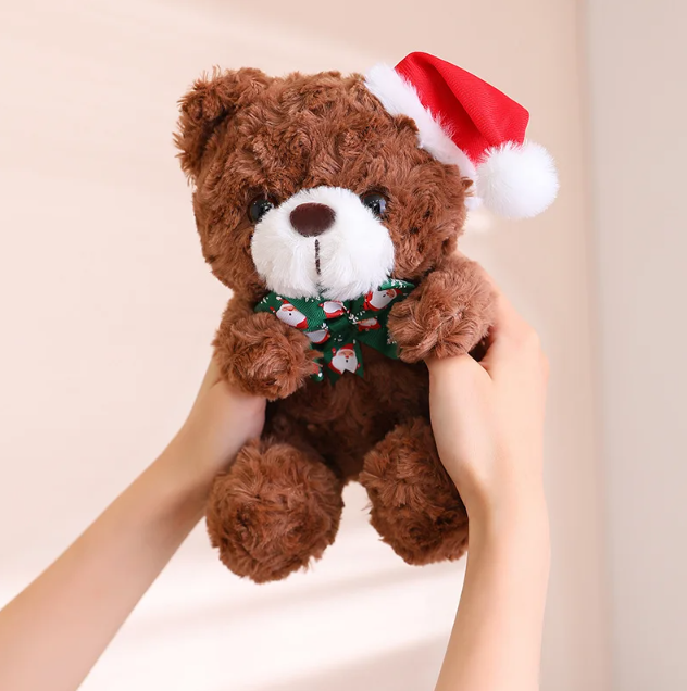 Teddy Bear With Christmas Hat And T-Shirt/Bow Plush Toys 20cm - 18 Styles