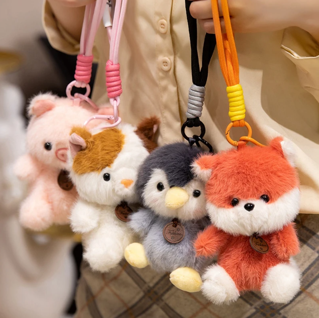 Cute Animal Plush Keychain 12cm - Pig/Cat/Dino/Elephant/Capybara/Duck/Panda/Rabbit/Penguin/Red Panda/Fox/Sloth