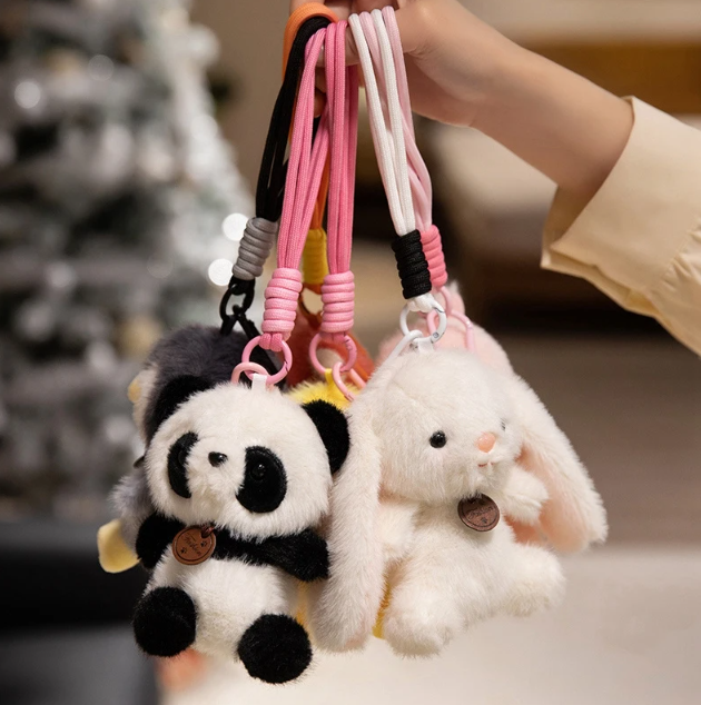 Cute Animal Plush Keychain 12cm - Pig/Cat/Dino/Elephant/Capybara/Duck/Panda/Rabbit/Penguin/Red Panda/Fox/Sloth