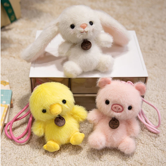 Cute Animal Plush Keychain 12cm - Pig/Cat/Dino/Elephant/Capybara/Duck/Panda/Rabbit/Penguin/Red Panda/Fox/Sloth