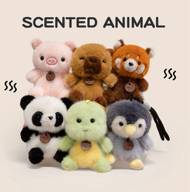 Cute Animal Plush Keychain 12cm - Pig/Cat/Dino/Elephant/Capybara/Duck/Panda/Rabbit/Penguin/Red Panda/Fox/Sloth