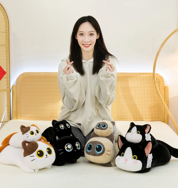 Lying Cats(Siamese/Calico/Black/Cow) Plush Toy 25/45cm