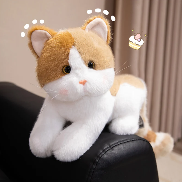 Cute Cat With Long Tail Plush Toys 20/30/40cm - Pink/Brown