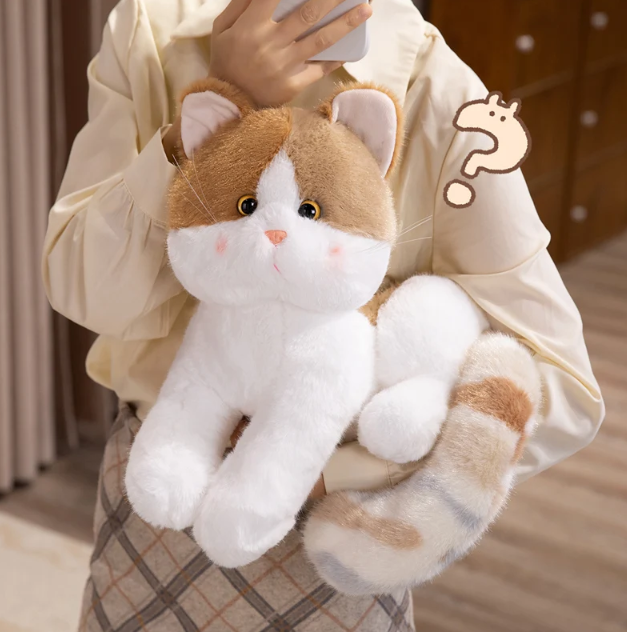 Cute Cat With Long Tail Plush Toys 20/30/40cm - Pink/Brown