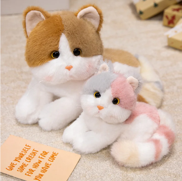 Cute Cat With Long Tail Plush Toys 20/30/40cm - Pink/Brown