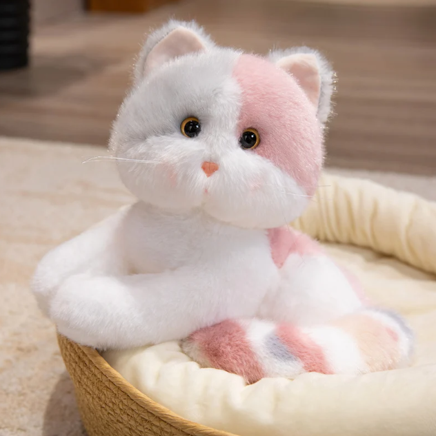 Cute Cat With Long Tail Plush Toys 20/30/40cm - Pink/Brown