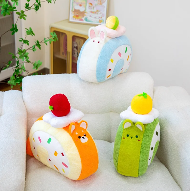 Funny Animal and Swiss Roll Cake Hybrid Plush Toys 40cm - 5 Styles