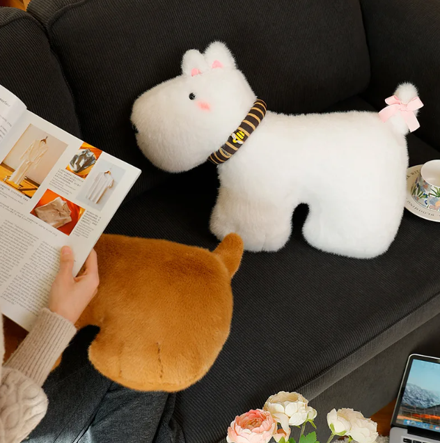 Cute Dog Pillow Plush Toys 50cm - White/Brown