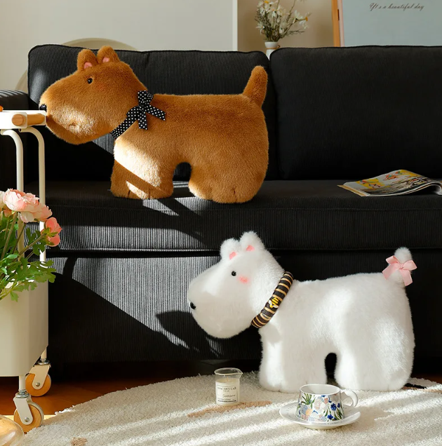 Cute Dog Pillow Plush Toys 50cm - White/Brown