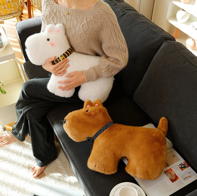 Cute Dog Pillow Plush Toys 50cm - White/Brown