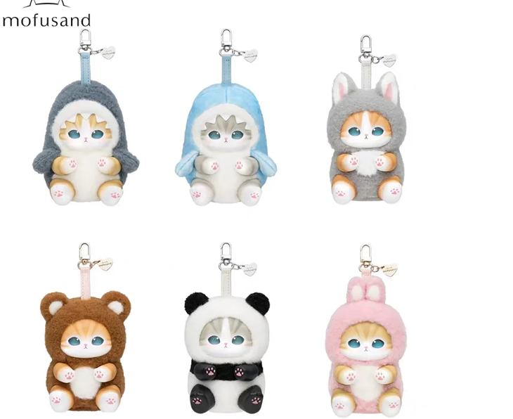 Mofusand Cat Series Plush Keychains - (Shark/Wolf/Panda/Bear/Rabbit)