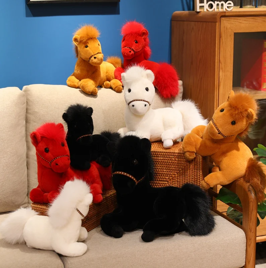 Cute Horse Plush Toys 30/35/45cm - Black/Red/White/Brown