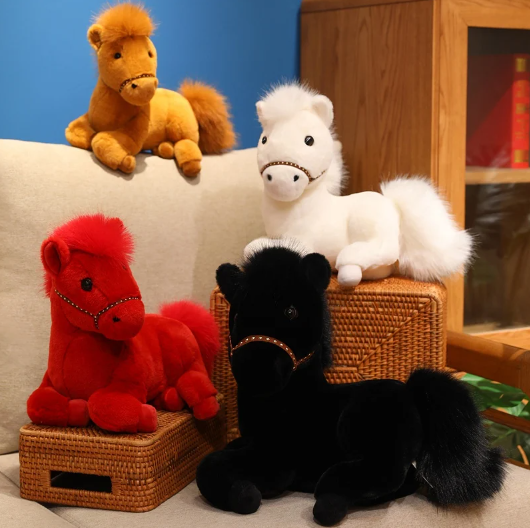 Cute Horse Plush Toys 30/35/45cm - Black/Red/White/Brown