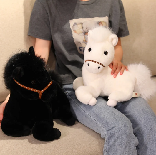 Cute Horse Plush Toys 30/35/45cm - Black/Red/White/Brown