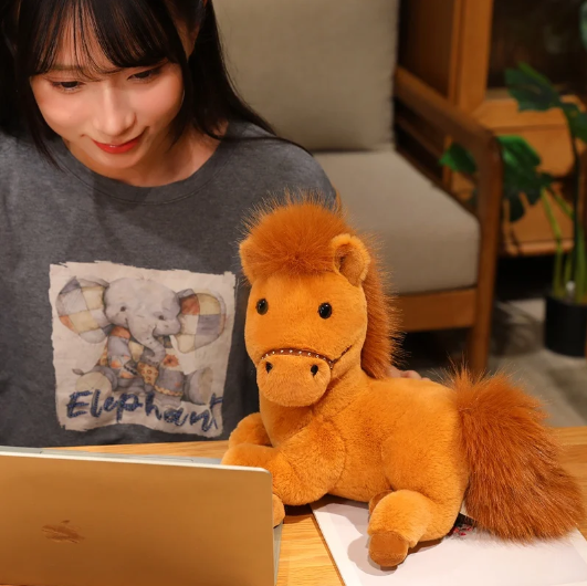 Cute Horse Plush Toys 30/35/45cm - Black/Red/White/Brown