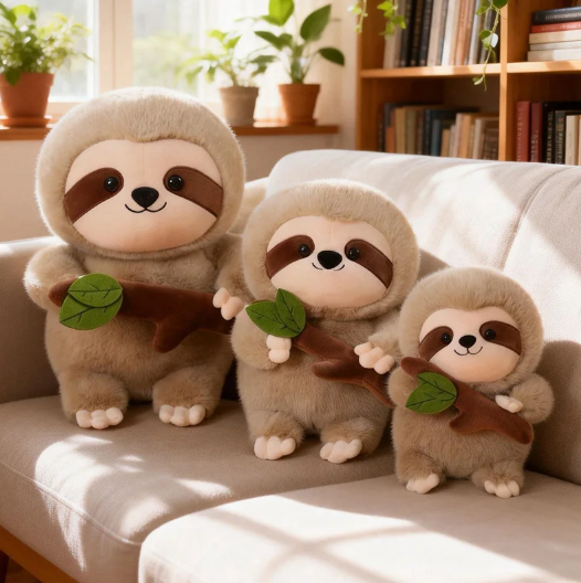 Cute Sloth Plush Toys 20/30/40cm - Brown/Khaki/Grey