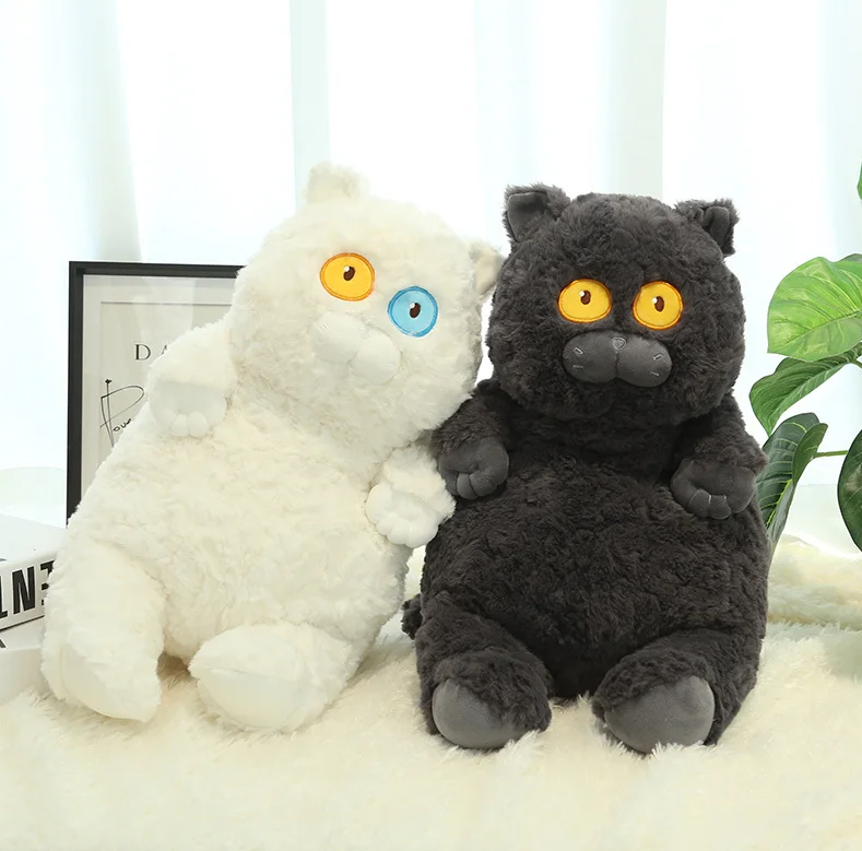 Cute Cate Plush Pillow Toys 45cm - Black/White/Yellow