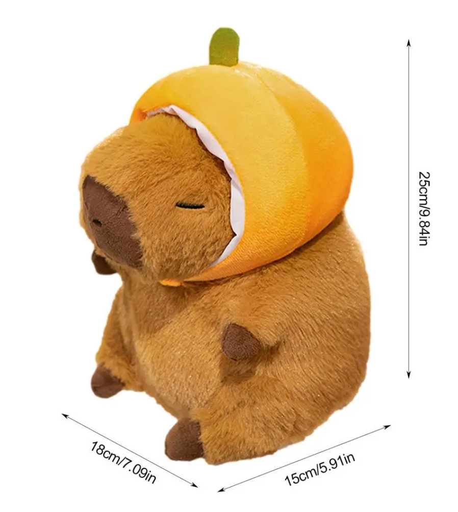 Cute Capybara With Animal/Fruit Hat Plush Toys 25/35/45cm - 4 Styles