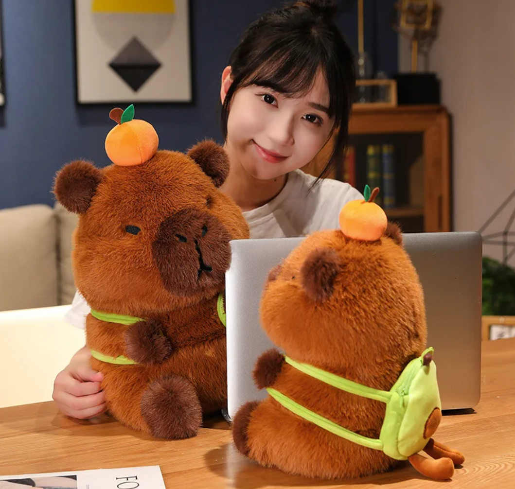 Cute Capybara With Avocado Backpack Plush Toys 28/35/45cm