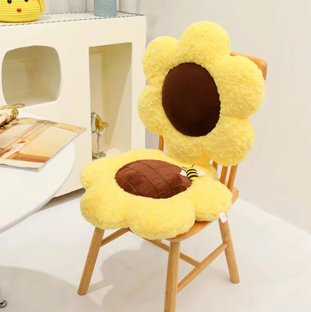 Cute Sunflower With Bee Plush Pillow Toys 50cm