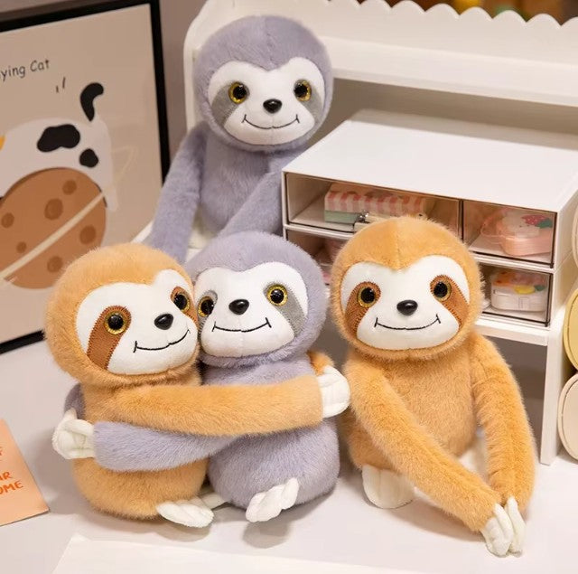 Cute Hugging Brown & Grey Sloths Plush Toys 23cm