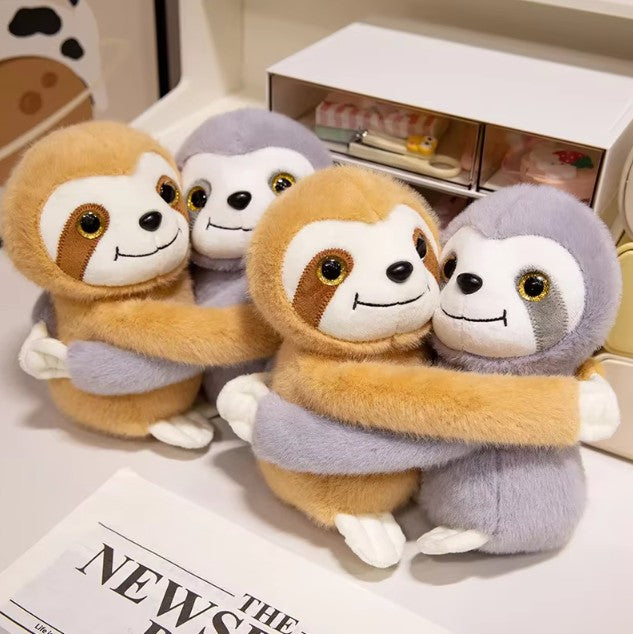 Cute Hugging Brown & Grey Sloths Plush Toys 23cm