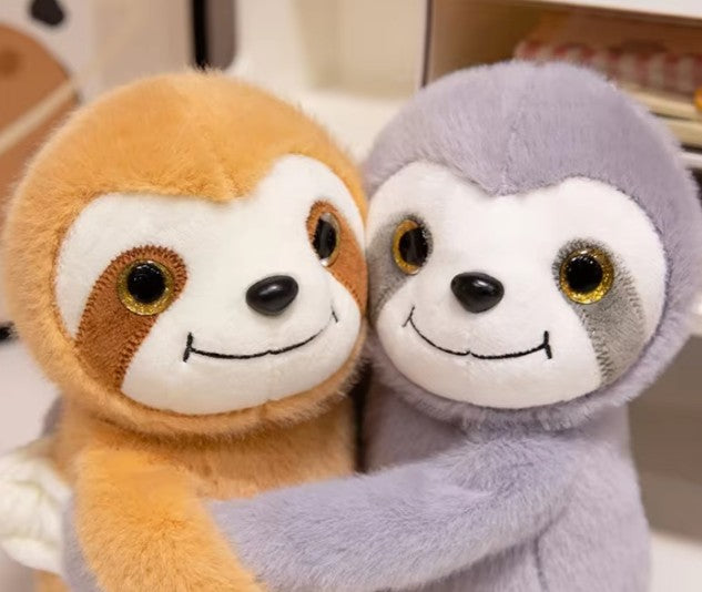 Cute Hugging Brown & Grey Sloths Plush Toys 23cm