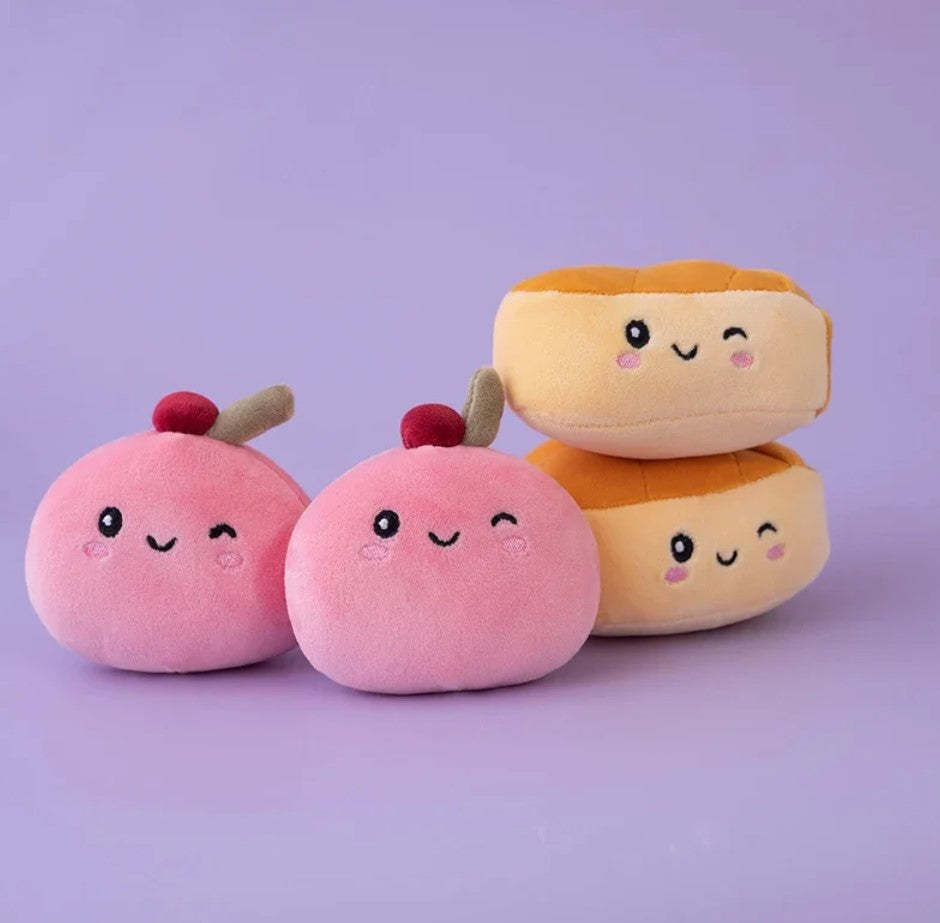 A Bag of 6 pcs Food (Pudding) Mini Plushies Pillow Plush Toys 40cm - Pink/Brown