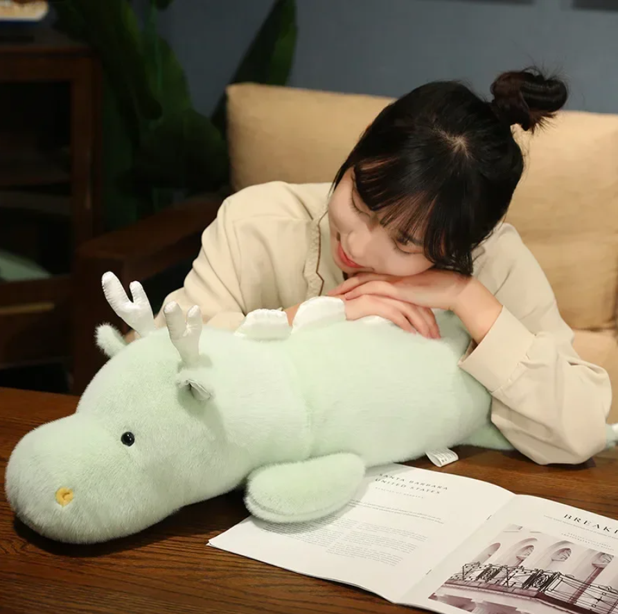 Cute Dragon Plush Pillow Toys 70/95/120/140cm -Green/White