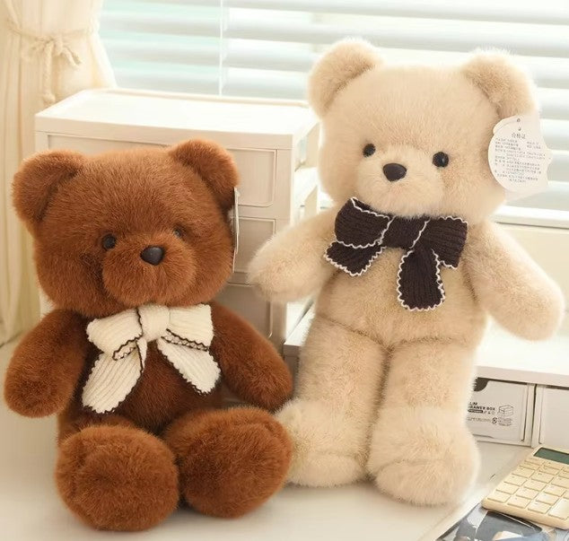 Cute Teddy Bear With Ribbon Plush Toys 45/70cm - Brown/Beige