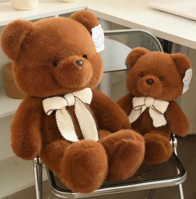 Cute Teddy Bear With Ribbon Plush Toys 45/70cm - Brown/Beige