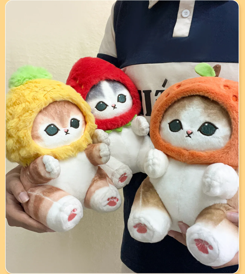 Mofusand Fruit Series Cat With (Pineapple/Strawberry/Orange/Apple/Dear) Plush Toys- 5 styles