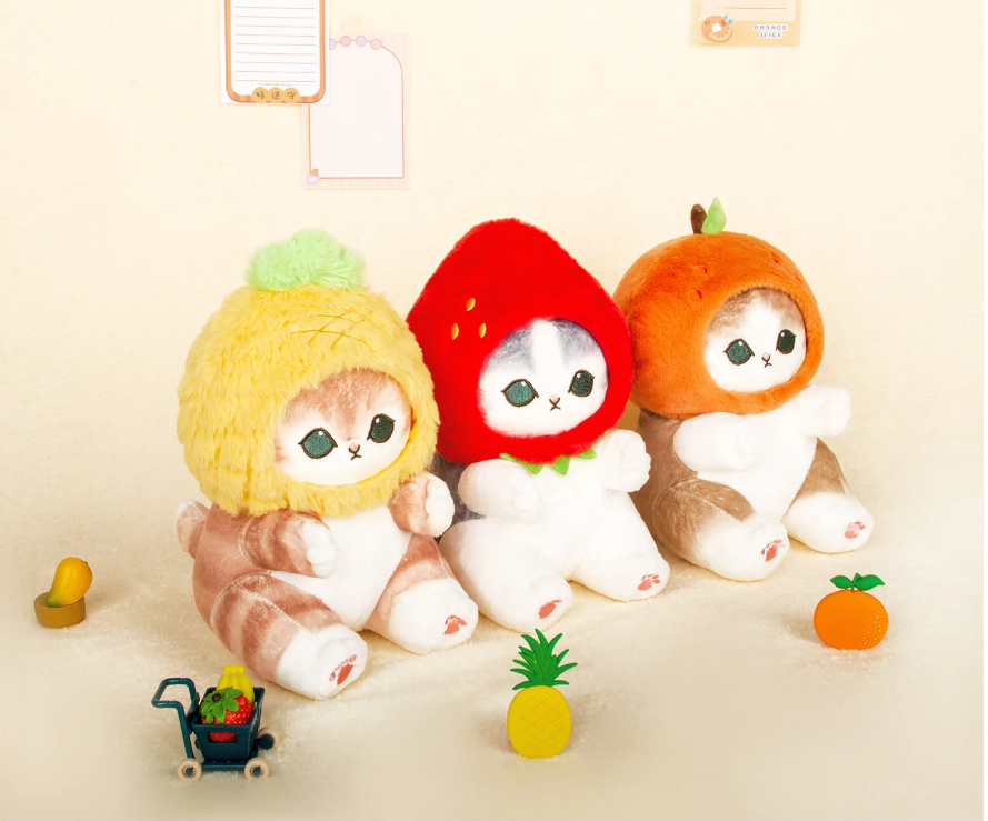 Mofusand Fruit Series Cat With (Pineapple/Strawberry/Orange/Apple/Dear) Plush Toys- 5 styles