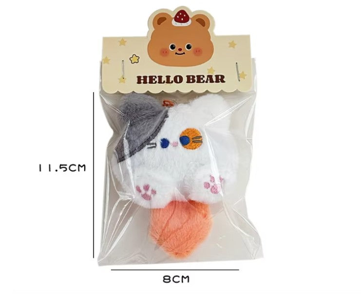 Cute Cat Plush Keychains 11.5x8cm - Pink/White/Brown/Grey