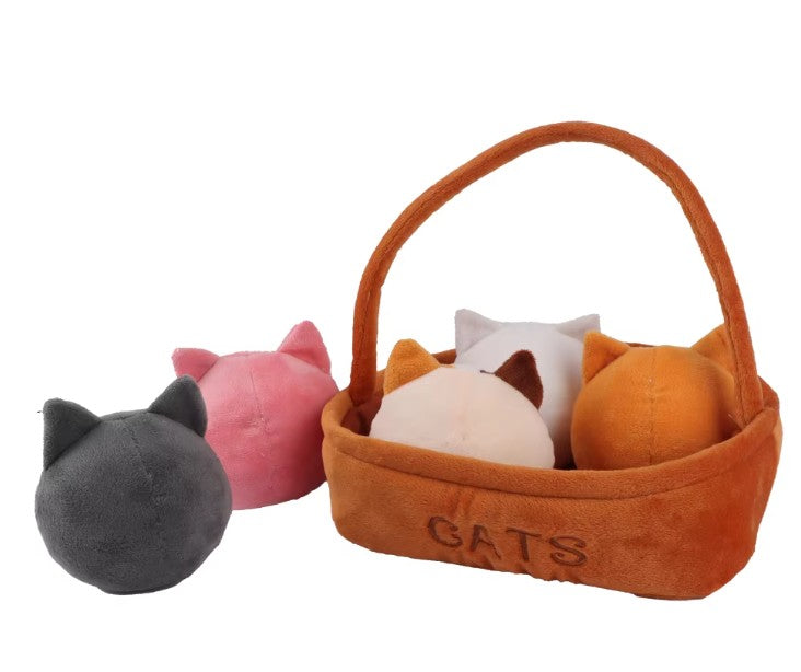 A Basket of 5 pcs Mini Plush Toys - Strawberries/Rabbits/Axolotls/Dinosaurs/Carrots/Ducks/Capybaras/Cats