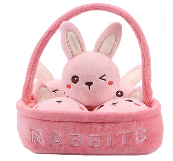 A Basket of 5 pcs Mini Plush Toys - Strawberries/Rabbits/Axolotls/Dinosaurs/Carrots/Ducks/Capybaras/Cats