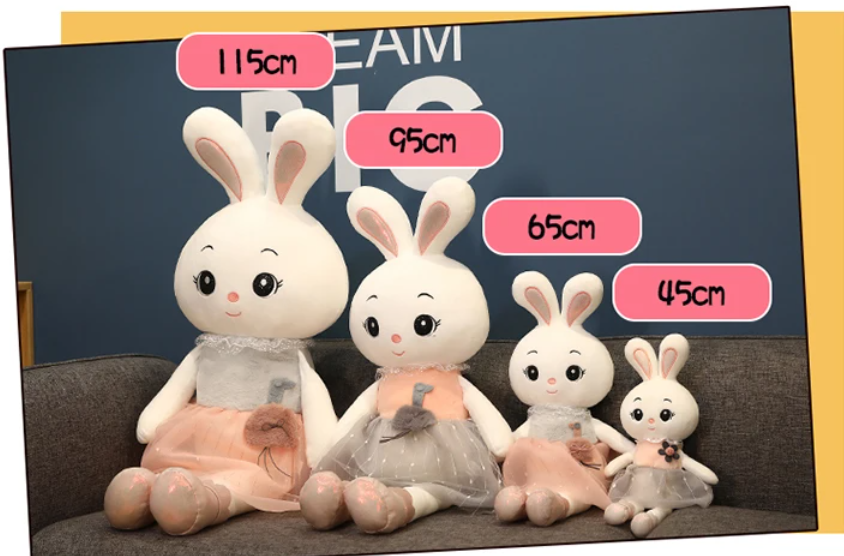 Cute Rabbit With Dress Plush Toys 45/65/95/115cm - Grey/Pink