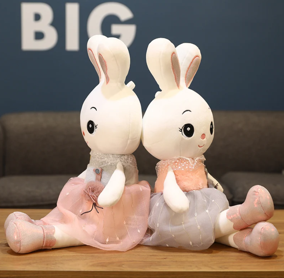 Cute Rabbit With Dress Plush Toys 45/65/95/115cm - Grey/Pink