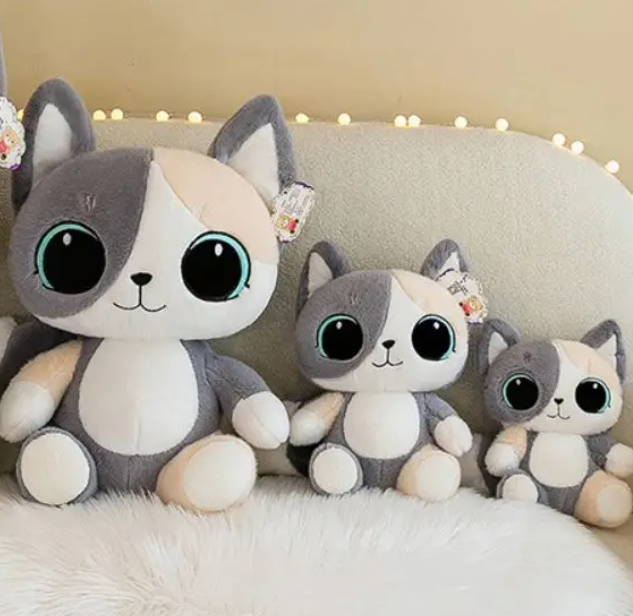 Cute Sitting Cat Plush Toys 23/30/40cm - Brown/Grey