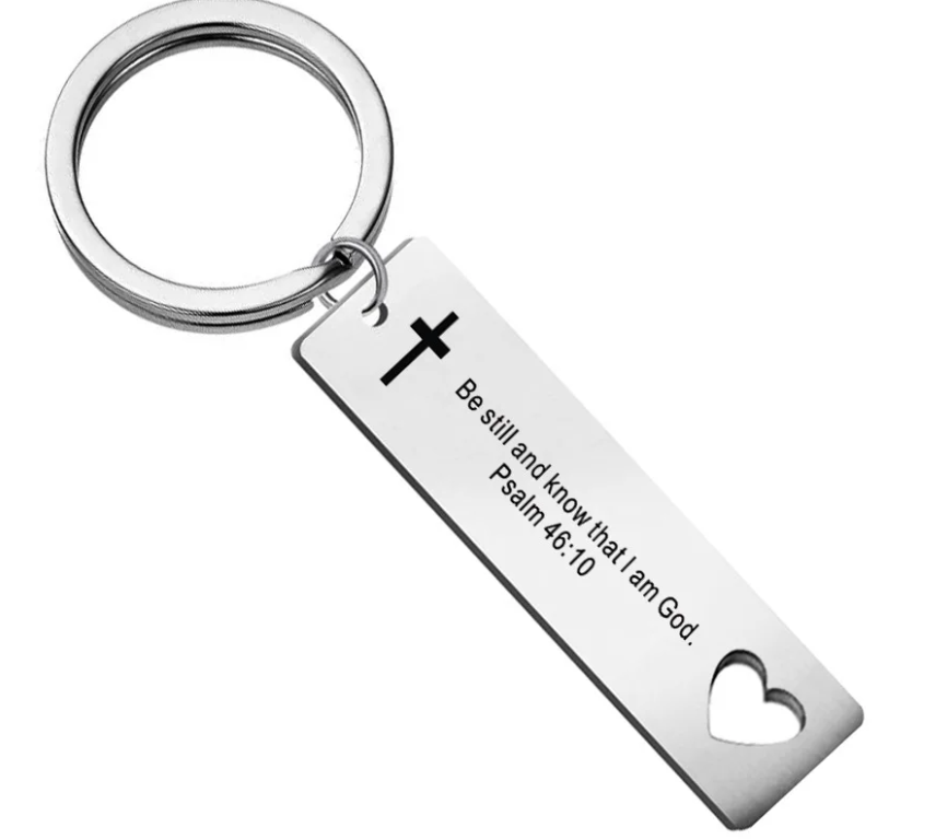 Keychain With The Bible Verse (Engraved Stainless Steel) - 15 Choices