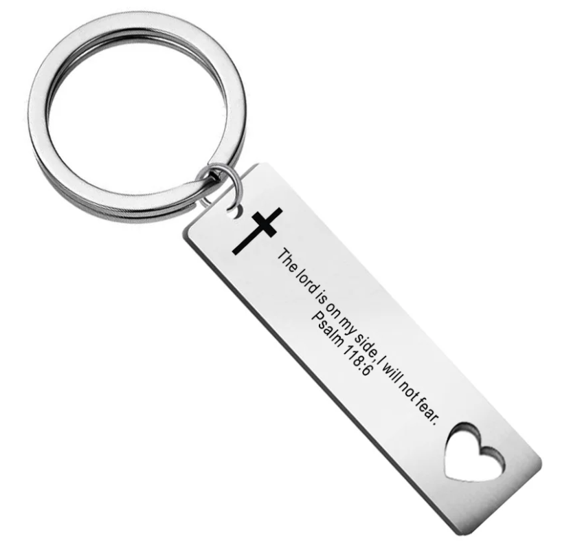 Keychain With The Bible Verse (Engraved Stainless Steel) - 15 Choices